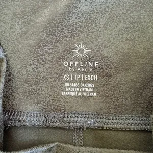 OFFLINE by Aerie Crackle Metallic High Waisted Leggings Olive Green‎ XS thumbnail 7