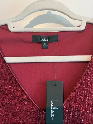 Lulu's Burgundy Sequin V-Neck Mini Dress thumbnail 3