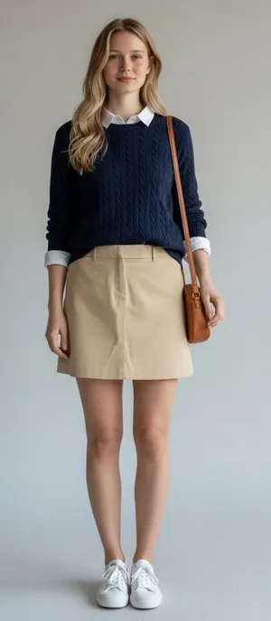 Ann Taylor Loft Cotton Preppy Classic Khaki Short Skirt size 10 thumbnail 1