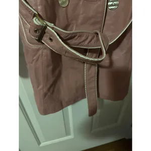 Wilsons Leather Maxima Womens Pink Leather Trench‎ Coat Belted Leopard Lining S thumbnail 3