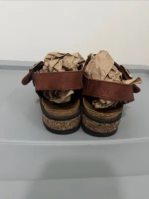 Bass Leather Fisherman Sandals (Sz 8.5) Cognac Brown Cork thumbnail 3