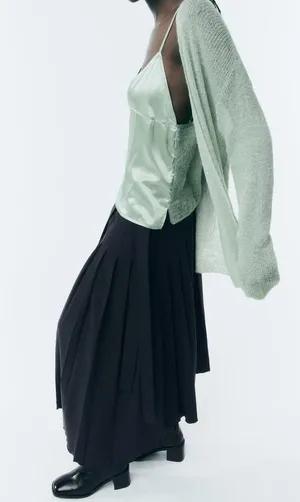 ZARA NWT MATCHING KNIT CAMISOLE TOP in sea green. Size large thumbnail 6