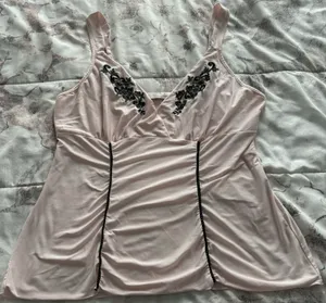 Pink Embroidered Babydoll Boho Pajama Top, size M thumbnail 10