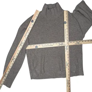 Abercrombie & Fitch Sweater Womens Medium Beige Wool Mock Neck Pullover Boxy Cut thumbnail 4
