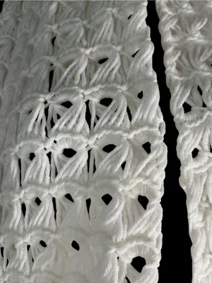 Handmade Vintage Hand Crochet Shawl Wrap Open Knit White Fringe thumbnail 2