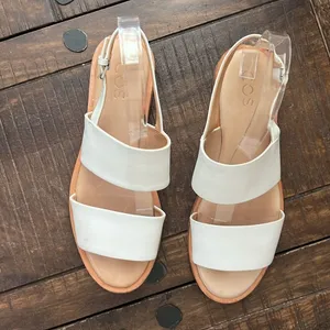 COS Sandals‎ Double Strap Flat White Leather Size US 8 thumbnail 6