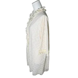 Vintage Lady Irene Lace Ruffle Peignoir Robe L Ivory Pink Ribbon Nylon Nightgown thumbnail 14