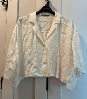 ZARA White Satin Top thumbnail 1