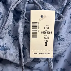 NWT Aeropostale Blue Floral Butterfly Tie Neck Asymmetrical Bodycon Dress thumbnail 6