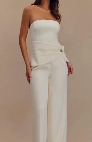 Meshki Suiting Wide Leg Pant - Ivory thumbnail 1