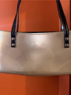 Beijo Ivory Patent Shoulder Bag with silver studs thumbnail 2