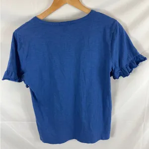 Nine West Ruffle Sleeve V Neck Tshirt Blue Size Medium thumbnail 5