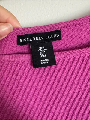 Sincerely Jules Pink Purple One Shoulder Asymmetrical Ribbed Cropped Top Sz L thumbnail 3