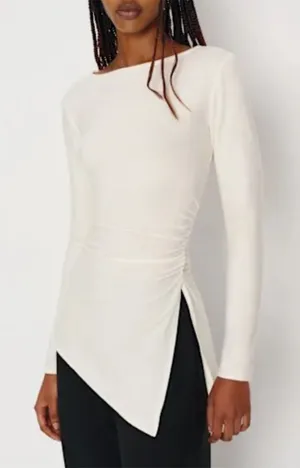 Reformation Margot Asymmetric Knit Top in Fior Di Latte M thumbnail 1