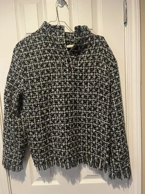 Pre-Owned, Zara Black/White Tweed Sweaer/Jacket, l/sleeve, Size S, $17, B51 thumbnail 1