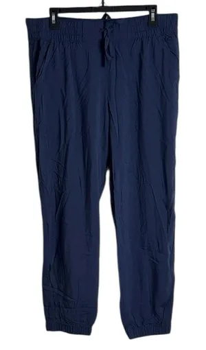 Aerie Navy Elastic Waist Drawstring Viscose Cuffed Crop Joggers size L thumbnail 1