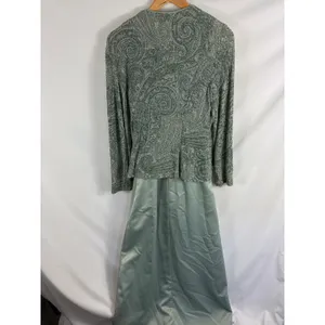 Alex Evenings Mother of the Bride Elegant Green Gown and Jacket Size 10 thumbnail 4