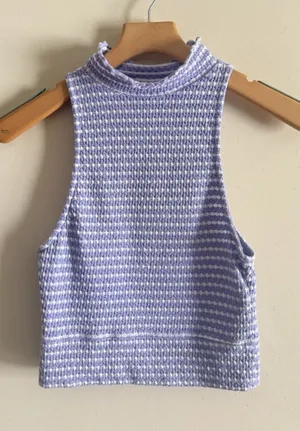 Free People Women's‎ Size XS Sleeveless Top Mock Turtleneck Crochet Knit Crop thumbnail 1