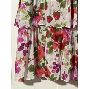 Abercrombie & Fitch Floral XS Tiered Maxi Skirt Women White Pink Red Ruffle thumbnail 3