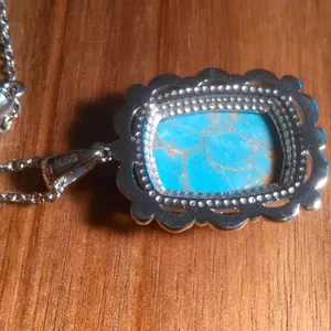 Mojave Blue Turquoise Stainless Steel Pendant Necklace thumbnail 4