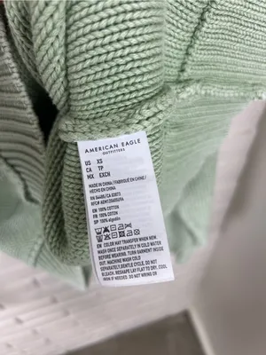 American Eagle Light Green Cotton Knit Sweater Size XS thumbnail 7