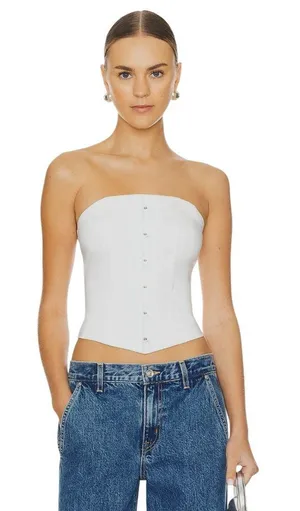 superdown Jordyn Corset Top in White Small New Womens Strapless Tank Corset thumbnail 1