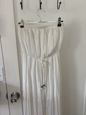 Strapless Long White Beach Dress Size XS thumbnail 6