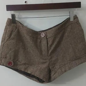 Vintage Brown Tweed Lined Shorts Dark Academia Heritage Preppy Y2K Fall Casual thumbnail 5