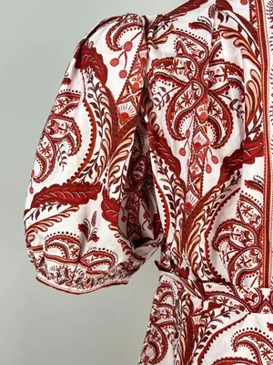NWOT Farm Rio Tropical Cameo Belted Romper Size S 100% Cotton Puff Sleeves thumbnail 8