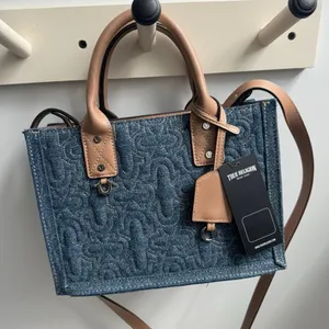 True Religion Blue Denim Bag with Tan Accents thumbnail 4