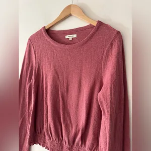 Madewell Smocked Bell‎ Top Mauve Dusty Pink Long Sleeve L2497 thumbnail 3