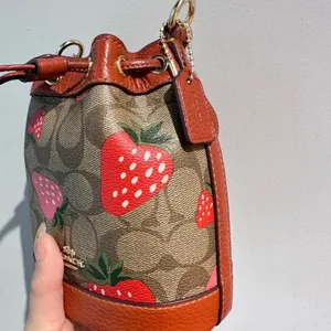 COACH Mini Dempsey Bucket Bag In Signature Canvas With Wild Strawberry CH164 thumbnail 2