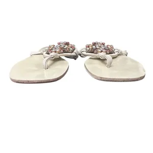 Tory Burch crystal miller square toe calf leather embellished sandal Sz 7.5 thumbnail 2