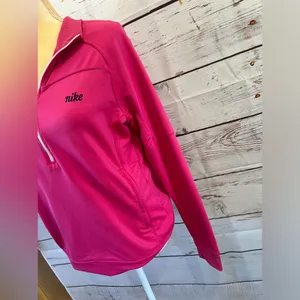 Vintage Nike Woman’s Soft & Stretchy Pink Quarter Zip Pullover Size Medium 8-10 thumbnail 4