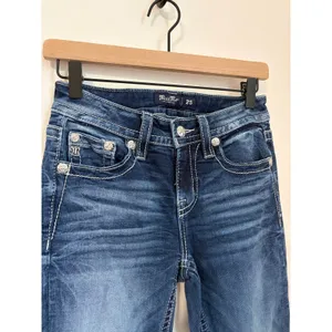 Miss Me Bootcut Jeans Size 25 Mid Rise Boot Western Denim Embellished Pocket Y2K thumbnail 2