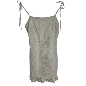 Abercrombie & Fitch Tan Beige Linen Blend Smocked Tie Strap Mini Dress Size S thumbnail 2