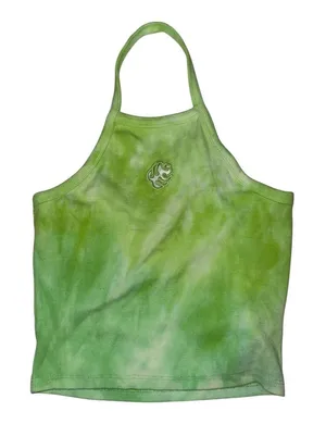 Zara Green Tie-Dye Ribbed Halter Crop Top thumbnail 1