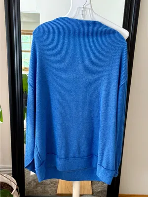 FREE PEOPLE Blue Main Squeeze Hacci Shirt thumbnail 5
