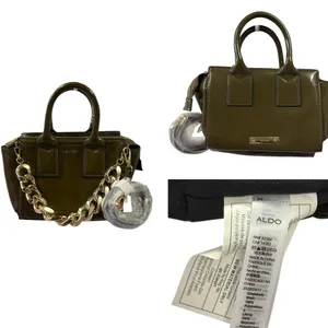 ALDO Fabyx satchel bag khaki green chunky gold chain Handbag Crossbody 8 x 6 in thumbnail 3