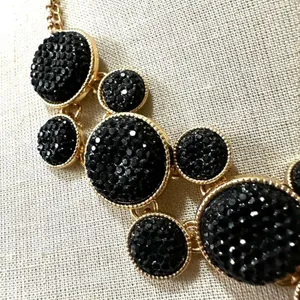 Black and gold tone statement necklace thumbnail 2