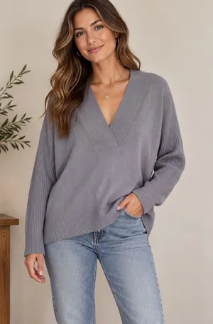 Ann Taylor Women’s 100% Cashmere Pullover Cardigan Sweater in Gray S thumbnail 1