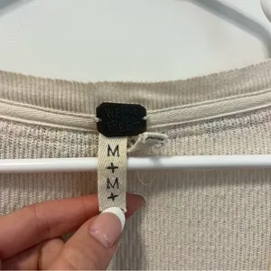 Free People Rainbow Thermal Henley Top Ivory thumbnail 6