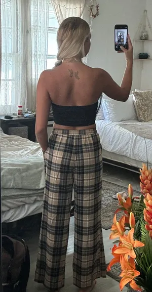 Plaid Brown And Black Drawstring Pants thumbnail 2