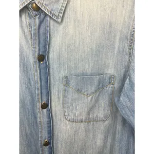 Current/Elliott The Prep School Light Wash Chambray Denim Shirt Small thumbnail 4