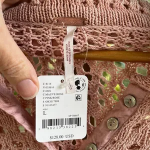 Free People Pointelle Pullover Sweater In Mauve Rose Size L. NEW thumbnail 12