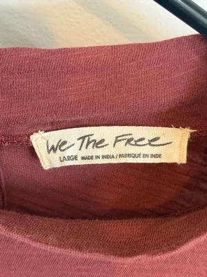 Free People We The Free Hooked On You Cuff Long Sleeve Tee in Burgundy thumbnail 4