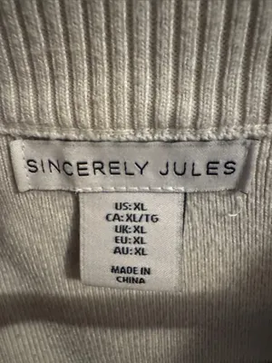 Sincerely Jules Beige and White Striped Half-Zip Sweater thumbnail 2