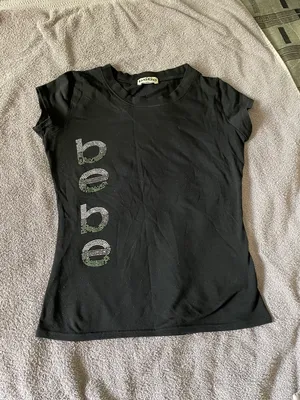 Bebe BLACK Women's Rhinestone Logo Short Sleeve Tee thumbnail 1