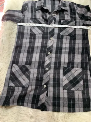 POL long-sleeve gray and black flannel button-up shirt/dress Medium thumbnail 7