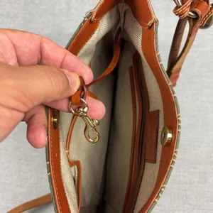 Dooney & Bourke Crossbody Bag Womens Small Green Canvas Leather Monogram thumbnail 11